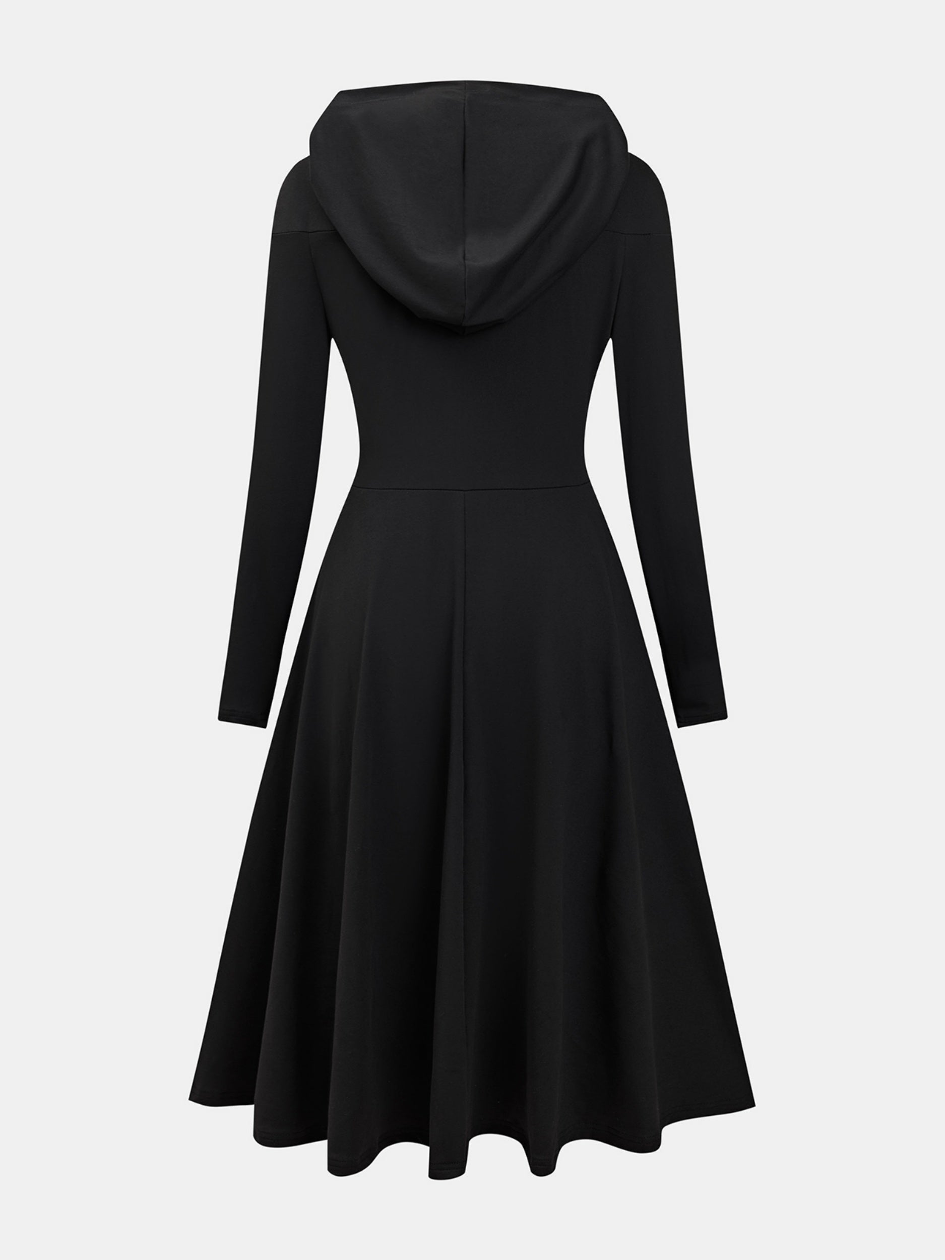 Black dress with a hood on a white background