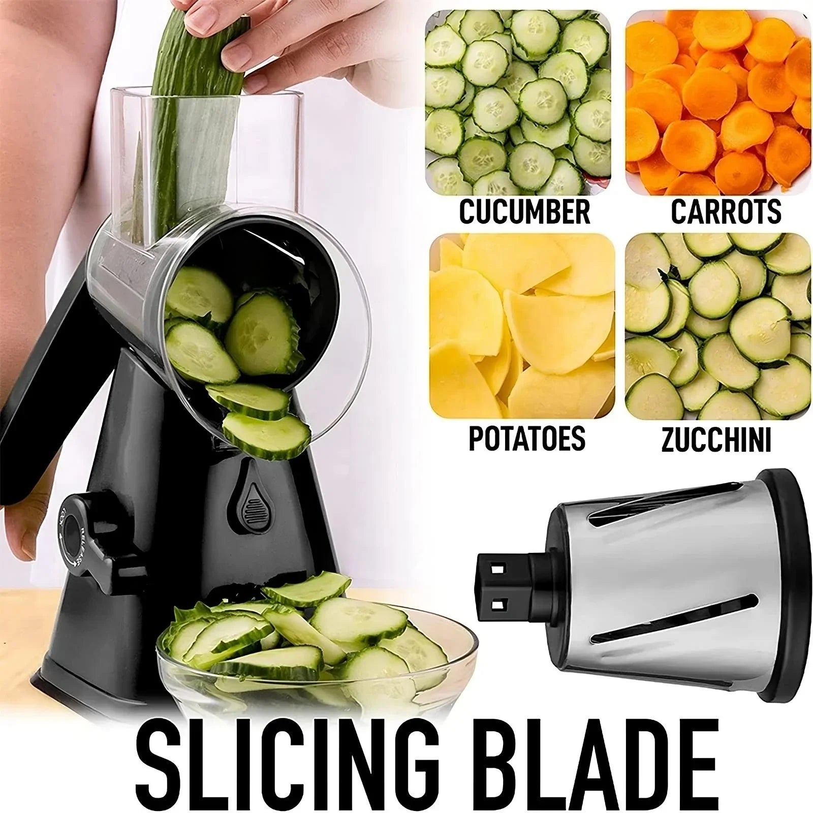 3-in-1 Rotary Cheese Grater & Vegetable Slicer - CloudEmpire Trends