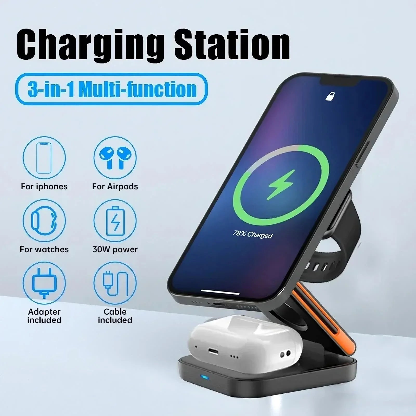 3 in 1 Foldable Charging Station - CloudEmpire Trends