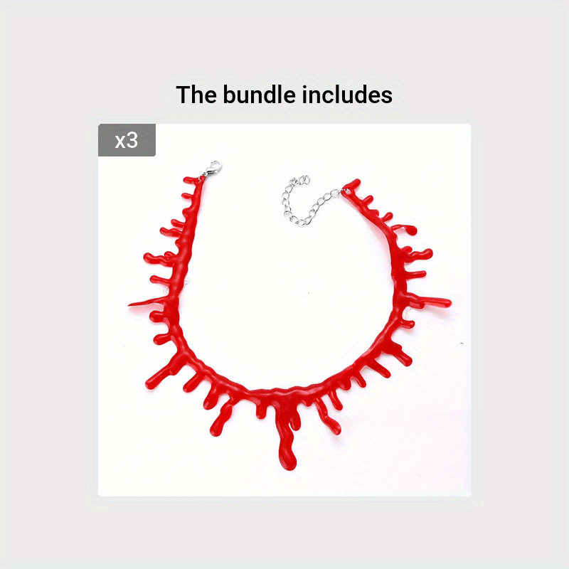 Red necklace on a white background with text indicating 'The bundle includes x3'.