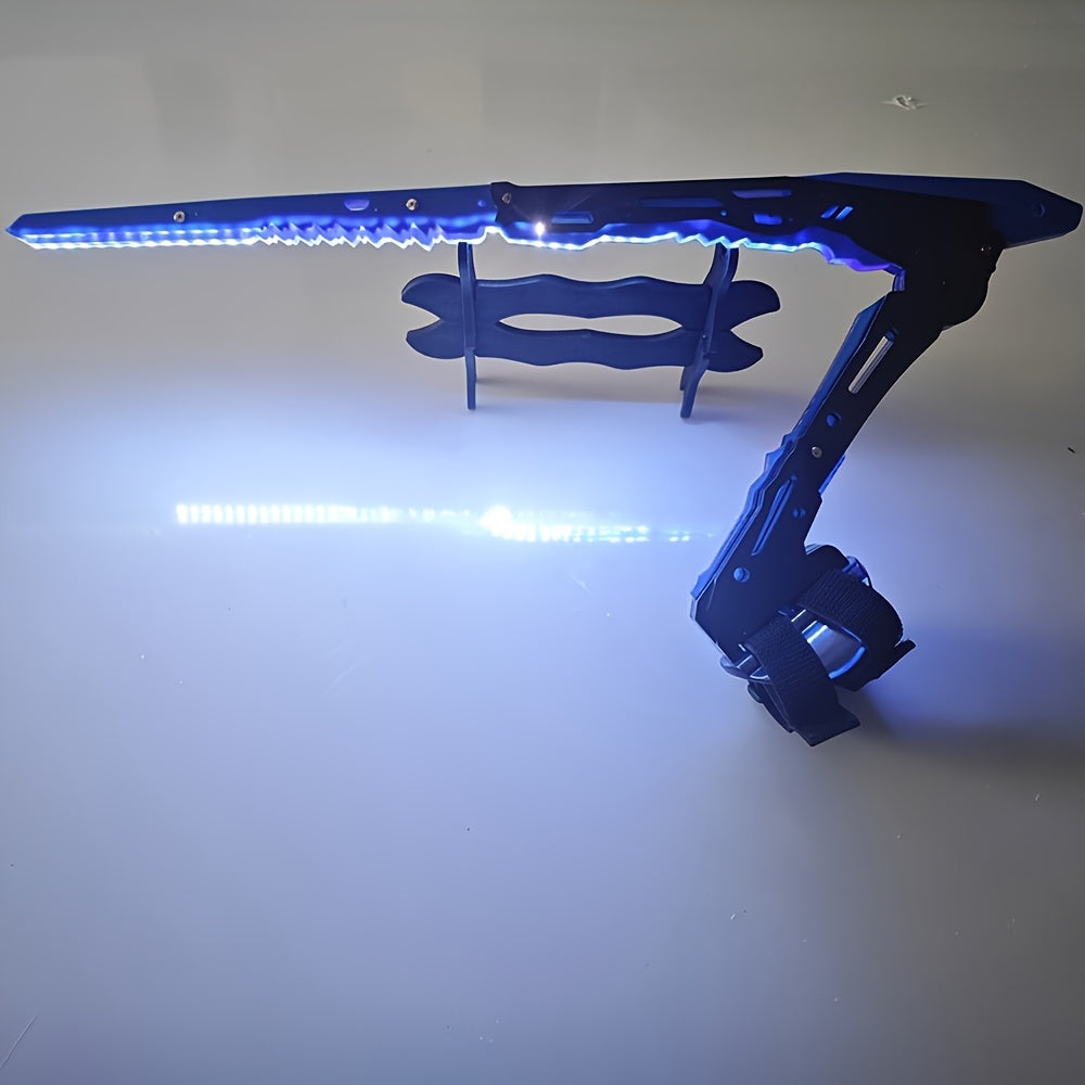 Blue LED light sword on a white background