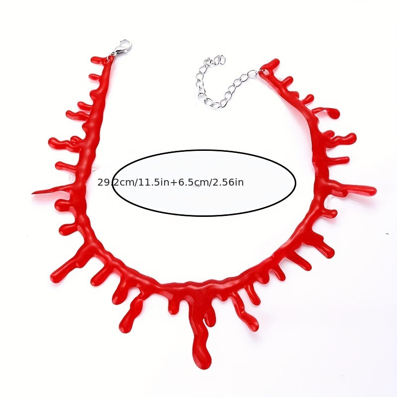 Red necklace with a chain on a white background