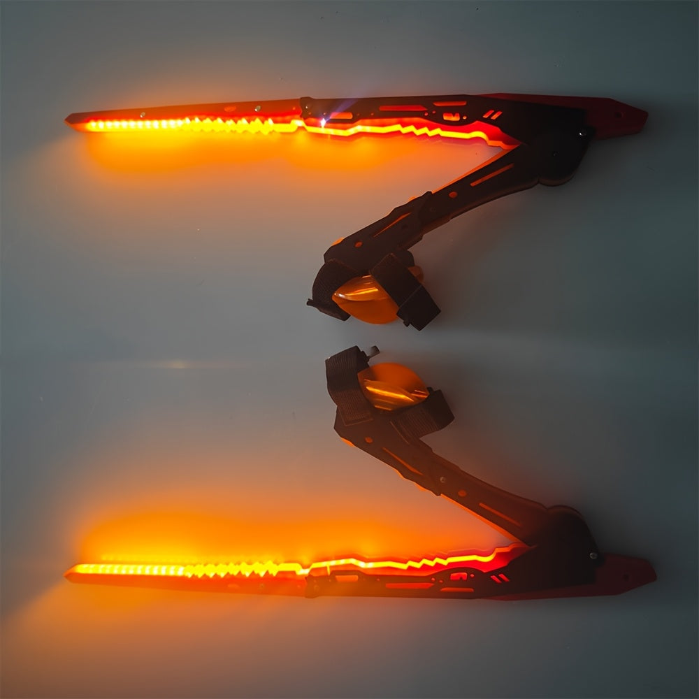 Two illuminated LED light bars on a gray background